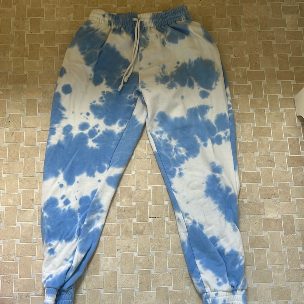 Adika blue and white tie dye sweat pants